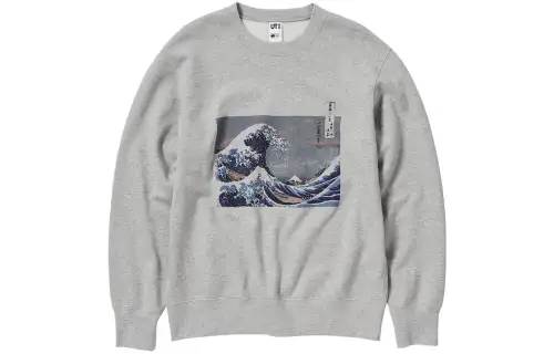 UNIQLO Sweatshirts Unisex Gray Crew Neck Moderate Regular