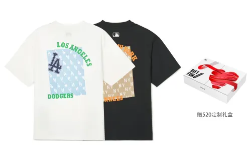 MLB Monogram Collection SS24 T Shirt Unisex Tanabata Gift Box 2 Pieces White Black