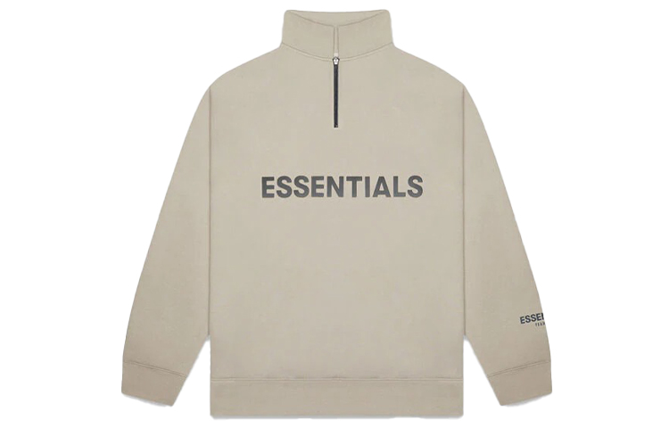 Fear of God Essentials FW20 Half Zip Sweatshirt Olive Half-zip stand-up collar plus velvet American heavy sweatshirt, same style for men and women, olive green