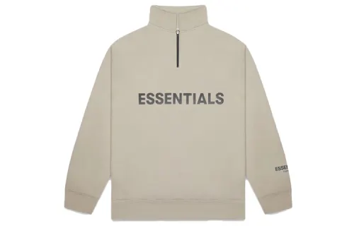 Fear of God Essentials FW20 Half Zip Sweatshirt Olive Half-zip stand-up collar plus velvet American heavy sweatshirt, same style for men and women, olive green