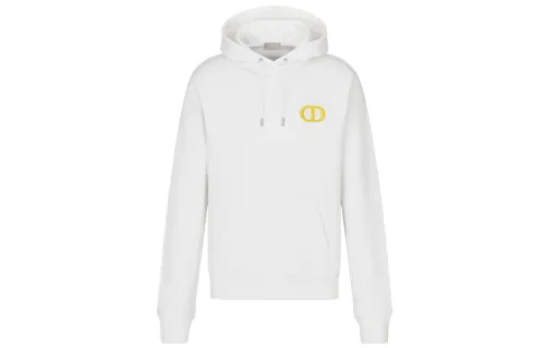 DIOR Quarterly New Products Sweatshirts Men's White Hooded Moderate Heavyweight