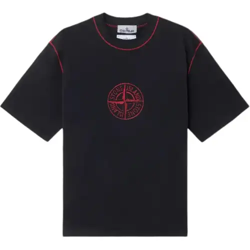 STONE ISLAND Short Sleeved T Shirts Unisex Black