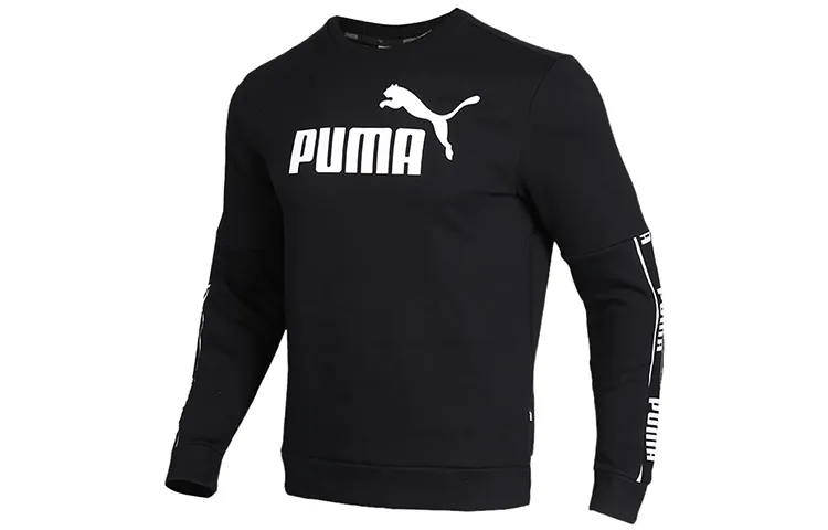 PUMA ESSENTIALS Fleece Lined Thermal Casual Sports Pullover Sweatshirt Men's Black