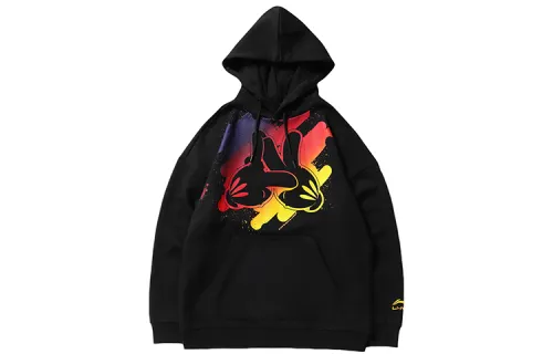 Li Ning Sweatshirts Men's Black Hooded Moderate Regular