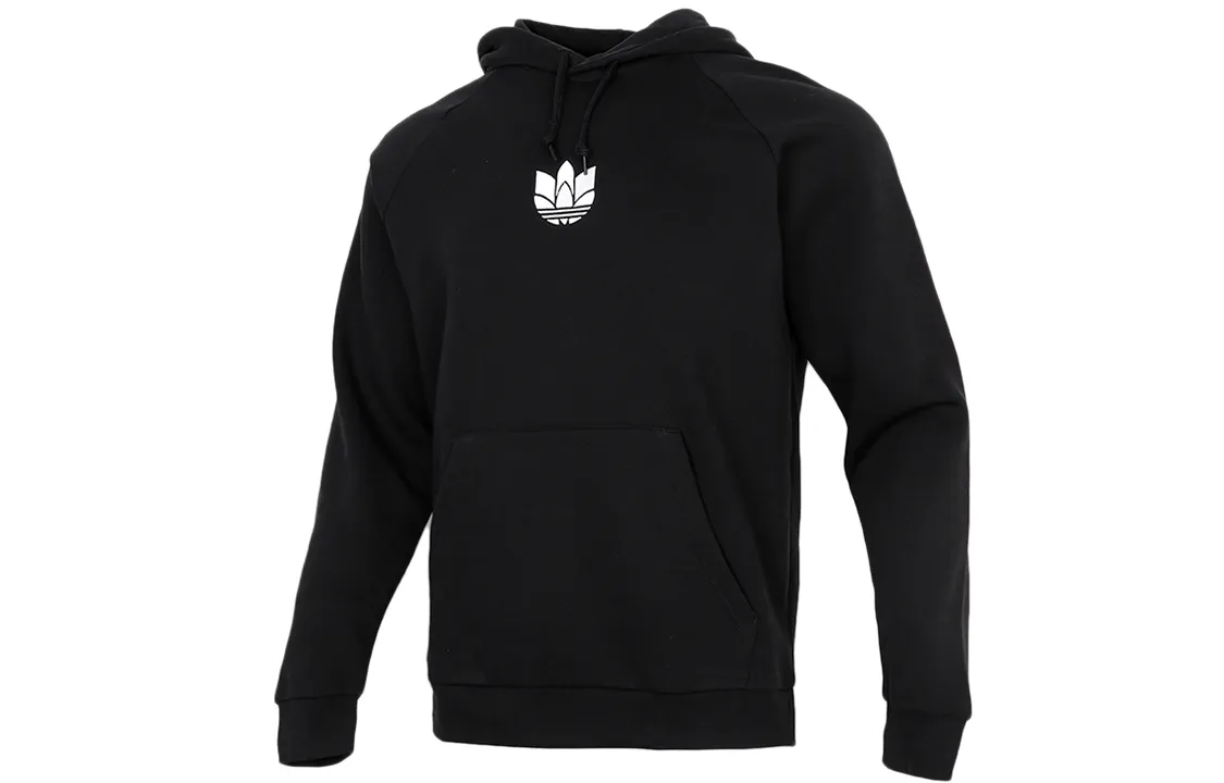 Adidas Originals Trefoil Sweatshirts Men's Black Hooded Thickened Other