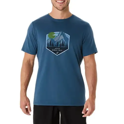 Asics MOUNTAIN INSIGNIA T Shirt Unisex Vintage Indigo