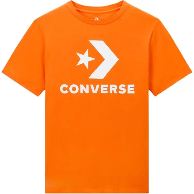 Converse T Shirts Unisex Orange Crew Neck Moderate Straight Fit