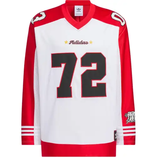 Adidas Originals RETRO B BALL BBRTR LS JERSEY T Shirt Unisex White/Light Scarlet