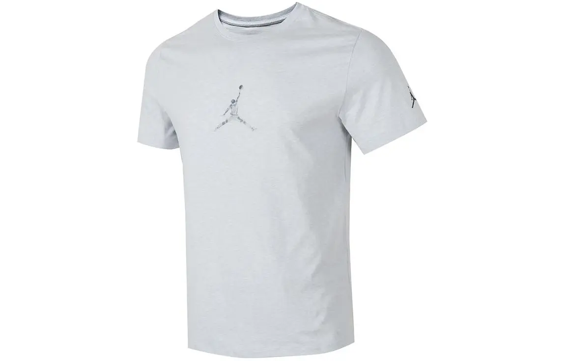 Nike T-Shirts Men's Light Gray Crew Neck Moderate Straight Fit