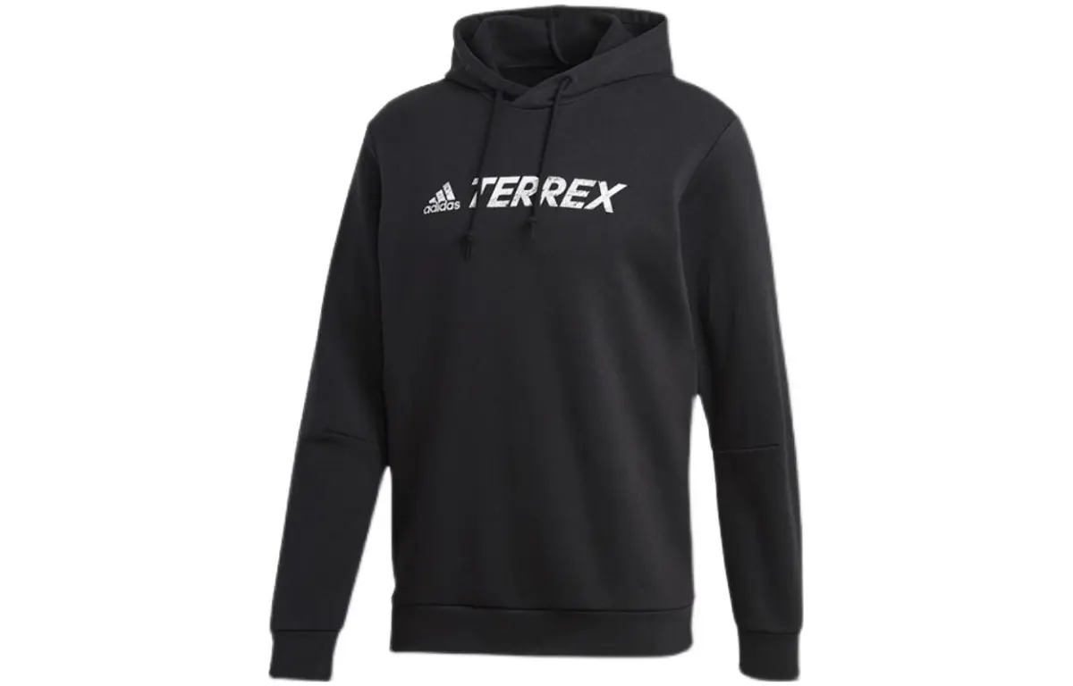 Adidas Sweatshirts Men's Black Hooded Moderate Straight Fit