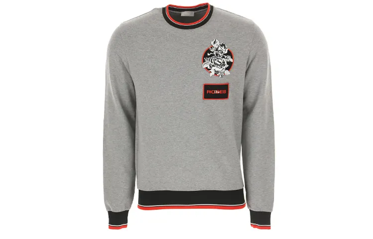 DIOR Quarterly New Products Sweatshirts Men's Gray Crew Neck Moderate Regular