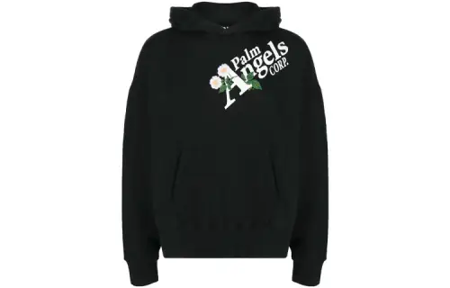 PALM ANGELS Sweatshirts Men's Black Hooded Moderate Regular