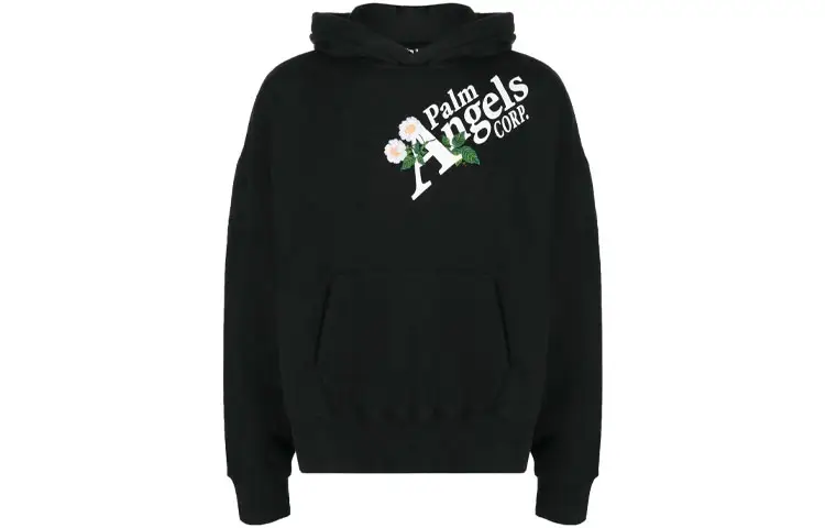 PALM ANGELS Sweatshirts Men's Black Hooded Moderate Regular