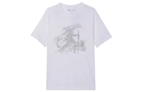 UNIQLO T Shirts Men's White Crew Neck Moderate Straight Fit
