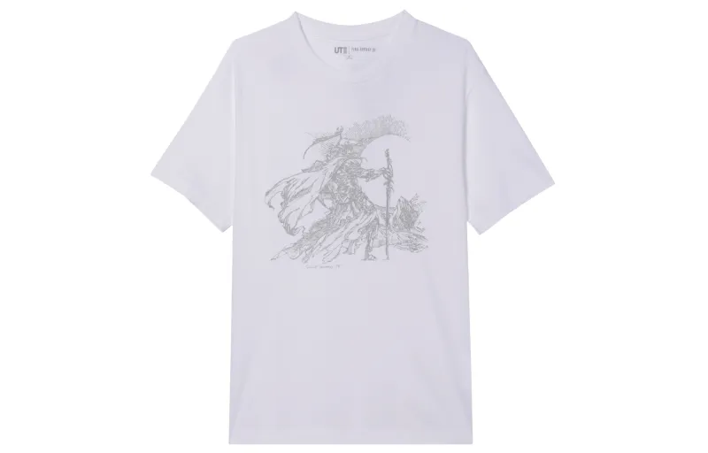 UNIQLO T Shirts Men's White Crew Neck Moderate Straight Fit