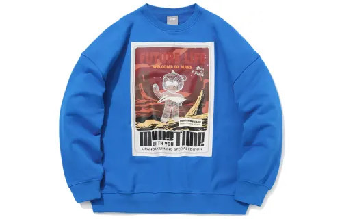 Li Ning Sweatshirts Men's Blue Crew Neck Moderate Regular