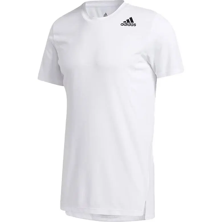 Adidas T-Shirts Men's White Crew Neck Moderate Straight Fit