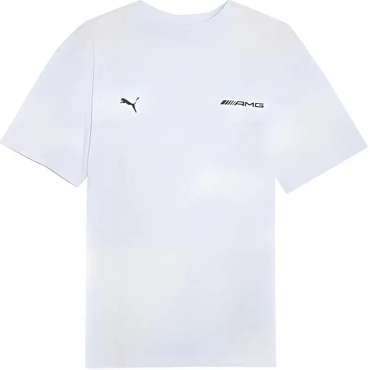 PUMA T Shirts Men's White Crew Neck Moderate Straight Fit