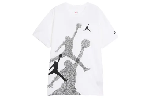 Jordan T Shirts Men's White Crew Neck Moderate Straight Fit