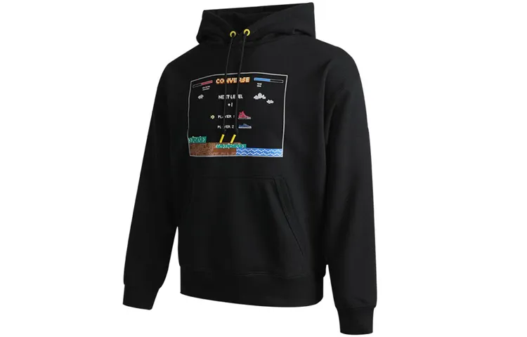 Converse Sweatshirts Men's Black Hooded Moderate Regular