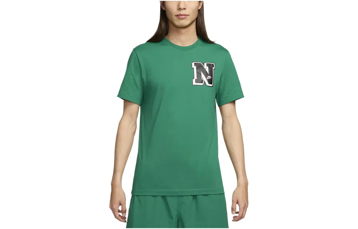 Nike T-Shirts Men's Green Crew Neck Moderate