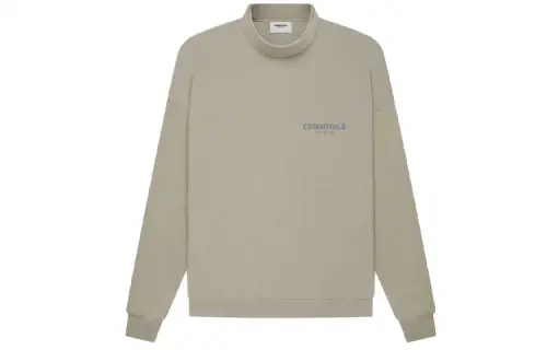 Fear Of God Essentials SS21 Pull over Mockneck Moss Basic Logo Stand Collar Fleece Lined American Pullover Sweatshirt