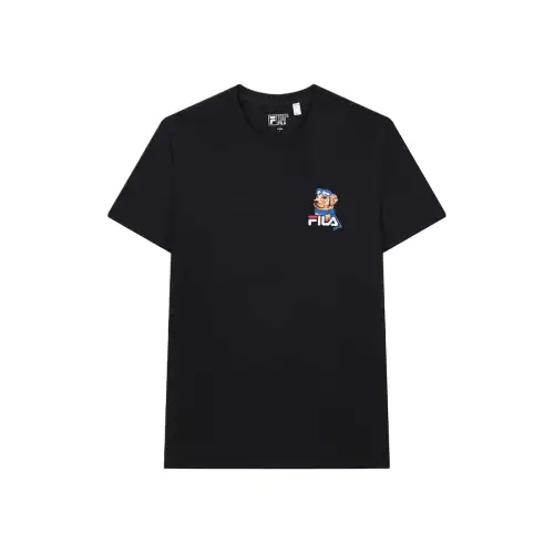 FILA T Shirts Men's Jet Black BK Crew Neck Moderate Straight Fit