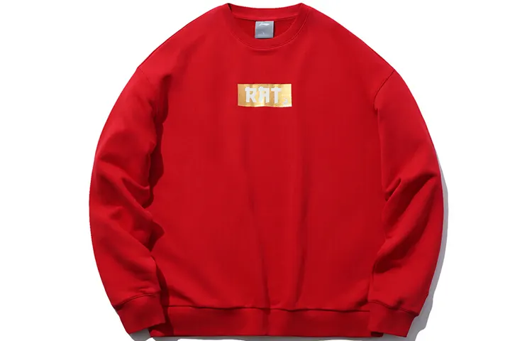 Li Ning Sports Fashion Collection Sweatshirts Unisex Red Crew Neck Moderate Regular