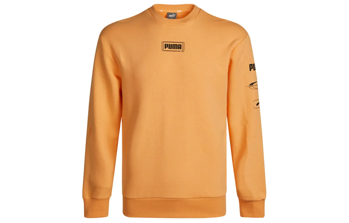 PUMA Sweatshirts Men's Orange Crew Neck Moderate Regular