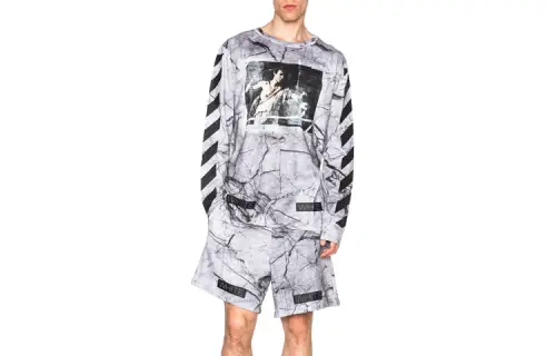 OFF WHITE SS21 Sweatshirts Men's Gray White Crew Neck Moderate Regular