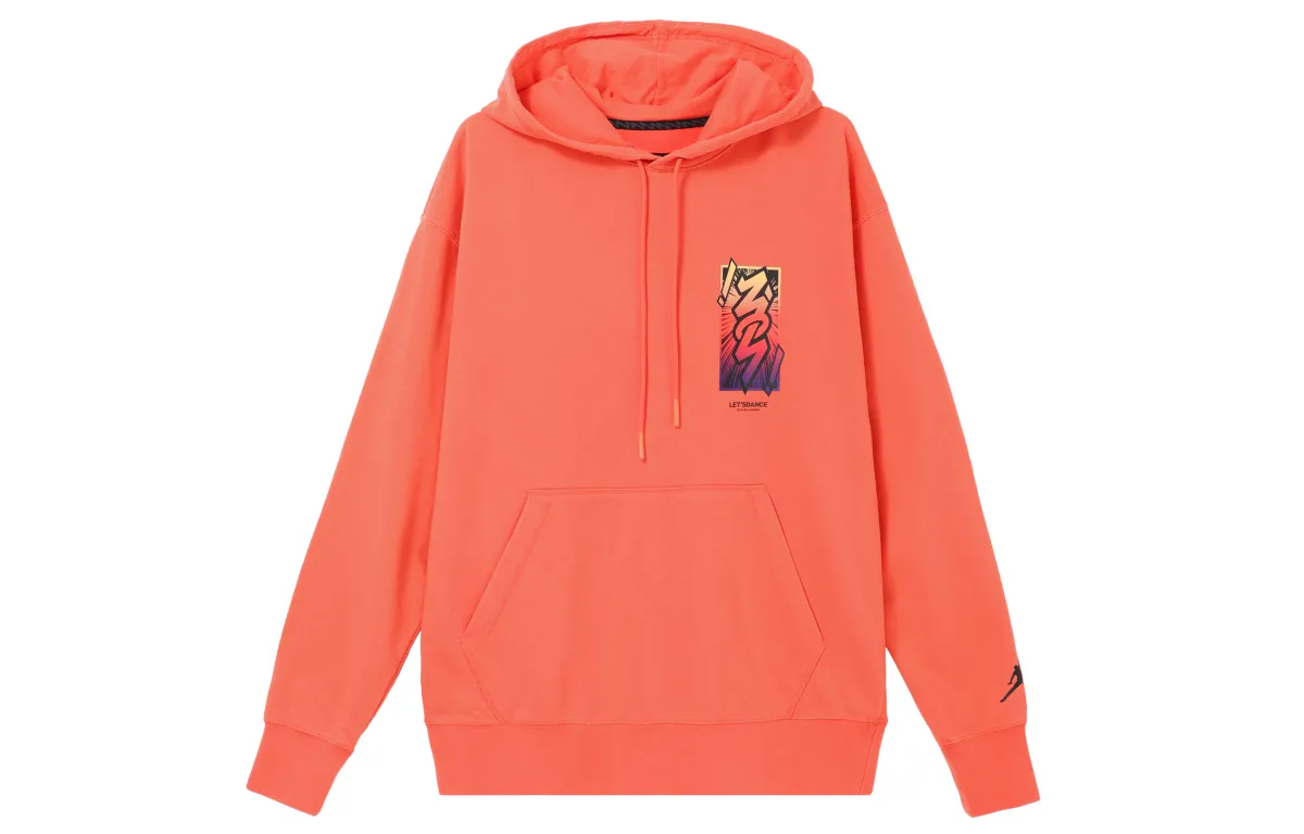 Jordan Zion Sweatshirts Men's Orange Red Hooded Moderate Regular