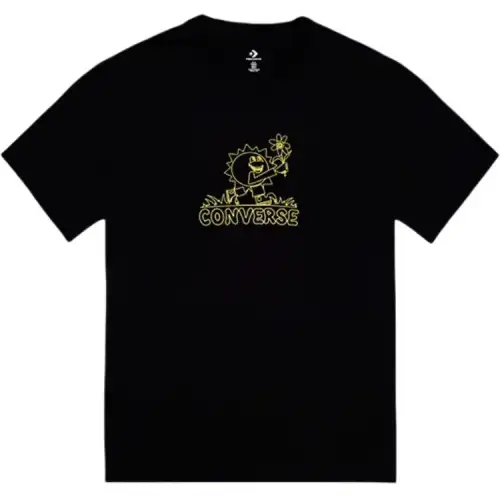 Converse T Shirts Men's Black Crew Neck Moderate Straight Fit