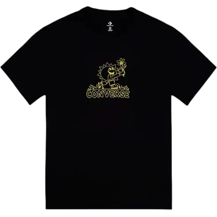 Converse T Shirts Men's Black Crew Neck Moderate Straight Fit