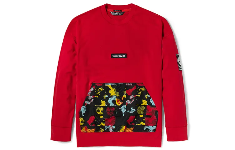 Timberland Sweatshirts Men's Red Crew Neck Moderate Regular