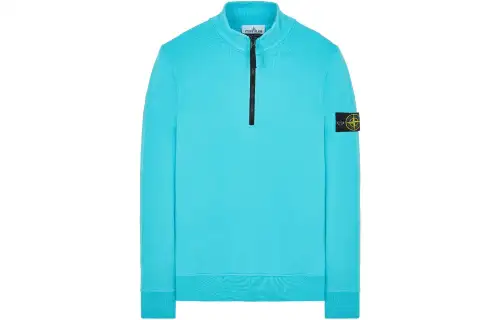 STONE ISLAND Sweatshirts Men's Light Blue Stand Collar Moderate Regular