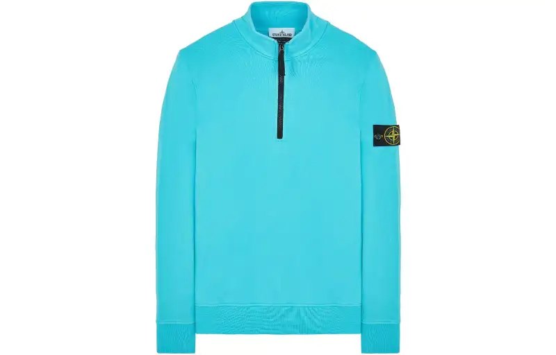 STONE ISLAND Sweatshirts Men's Light Blue Stand Collar Moderate Regular