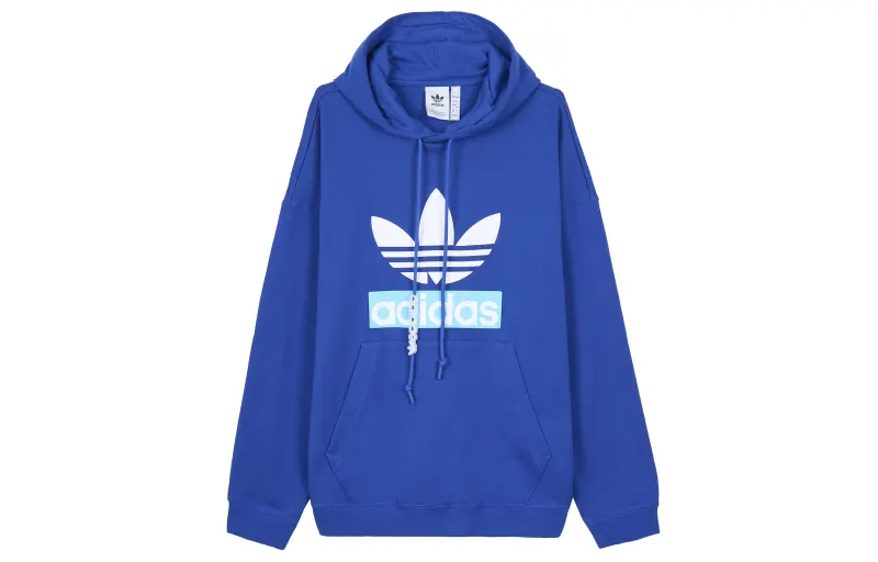 Adidas Originals BIG TREFOIL Sweatshirts Men's Collegiate Blue Hooded Moderate Regular