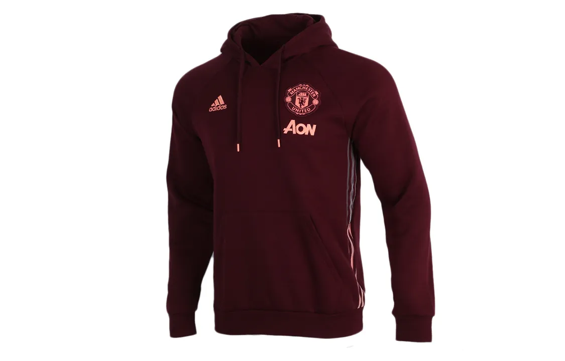 Adidas Manchester United Sweatshirts Men's Burgundy Hooded Moderate Regular