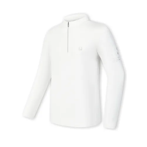 FILA T Shirts Men's Mist White Stand Collar Moderate Straight Fit