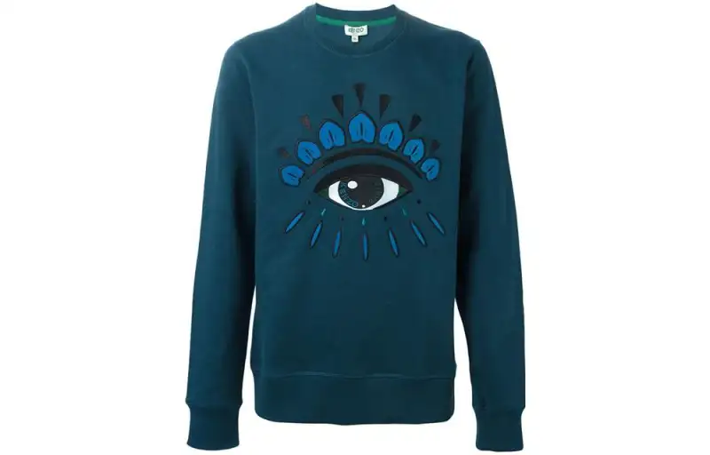 KENZO Sweatshirts Men's Peacock Blue Crew Neck Moderate Regular