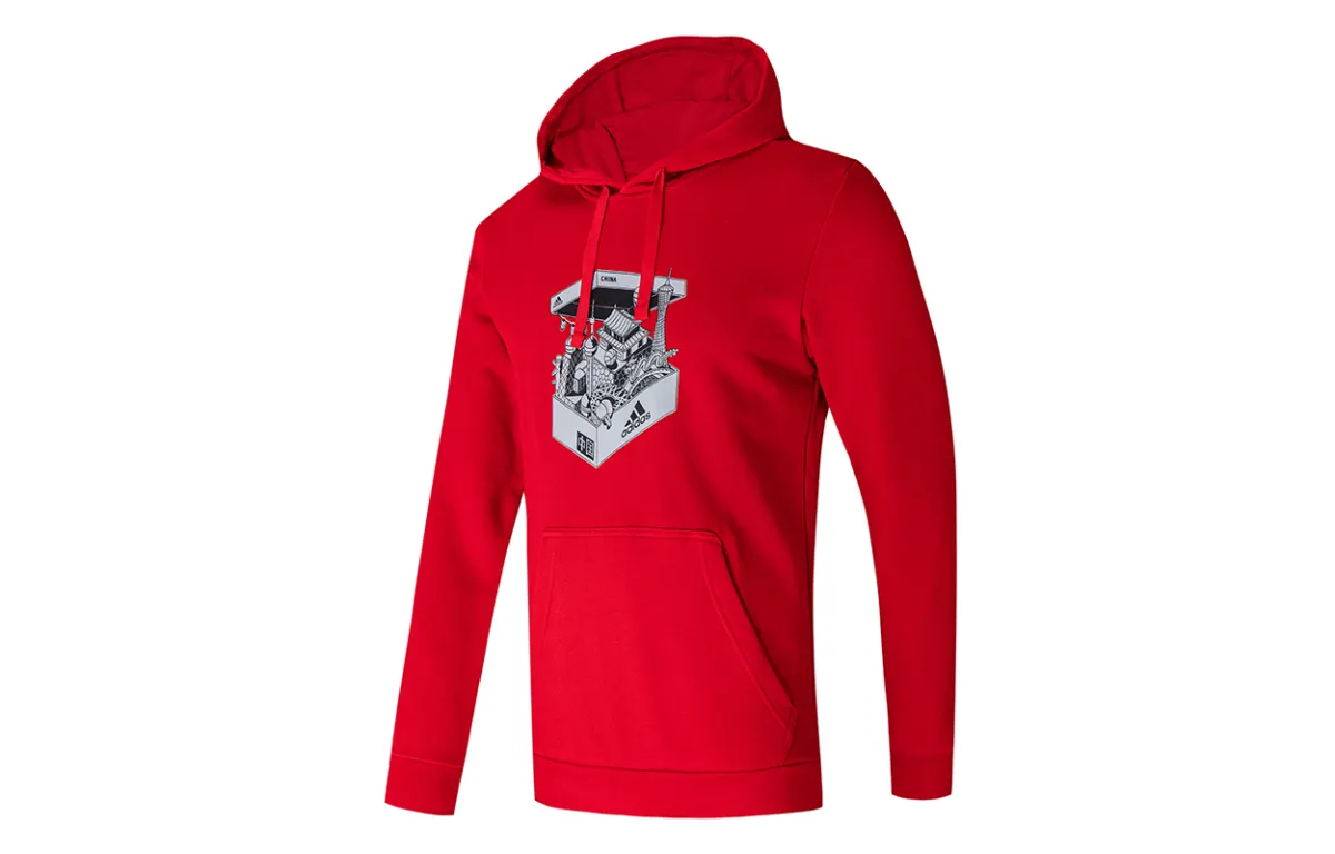 Adidas Sweatshirts Men's Red Hooded Moderate Regular