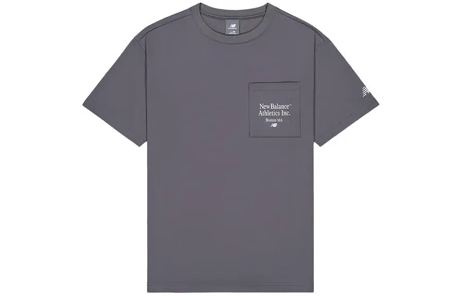 New Balance T-Shirts Men's Gray Crew Neck Moderate Straight Fit