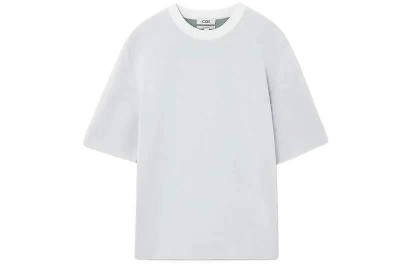 COS T Shirts Men's White Crew Neck Moderate Straight Fit