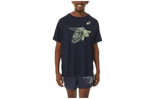 Asics Shoes Graphic Short Sleeve Top T Shirt Men's Midnight Blue