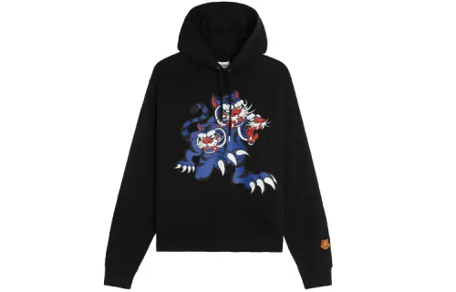 KENZO Sweatshirts Men's Black Hooded Moderate Regular