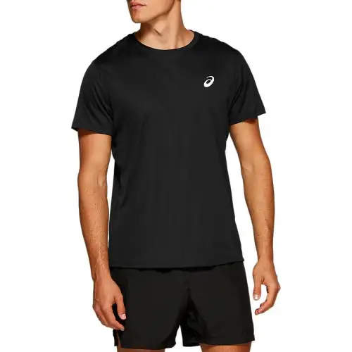 ASICS T Shirts Men's Black Crew Neck Moderate