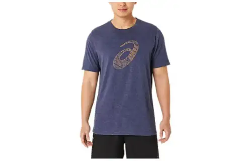 Asics Unisex Asics Spiral A Fill Tee T Shirt Men's Marine Blue