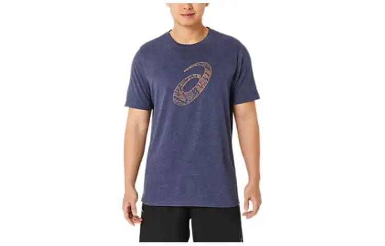 Asics Unisex Asics Spiral A Fill Tee T Shirt Men's Marine Blue
