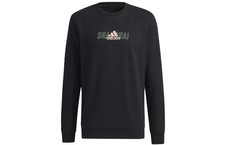 Adidas Sweatshirts Men's Black Crew Neck Moderate Straight Fit