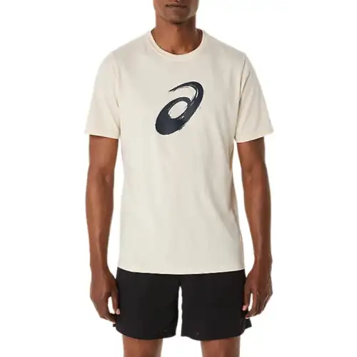 ASICS T Shirts Men's Beige Crew Neck Moderate Straight Fit